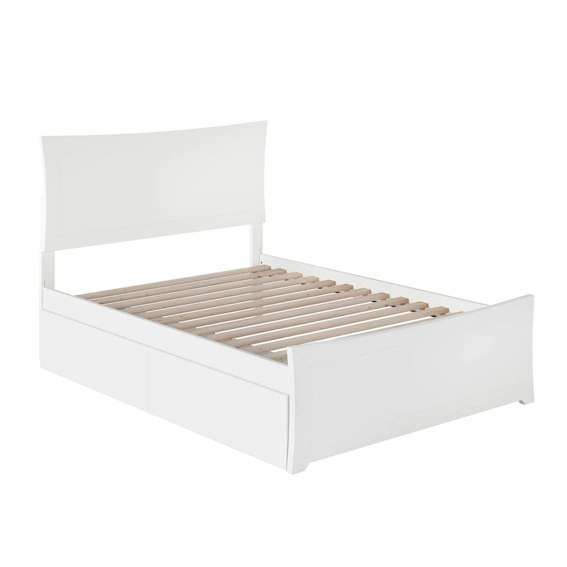 Letto matrimoniale con pediera e 2 cassetti, Metro, Bianco