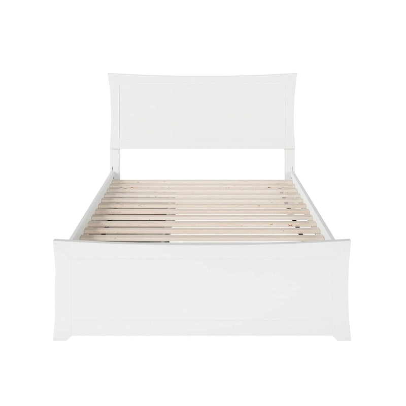 Letto matrimoniale con pediera e 2 cassetti, Metro, Bianco