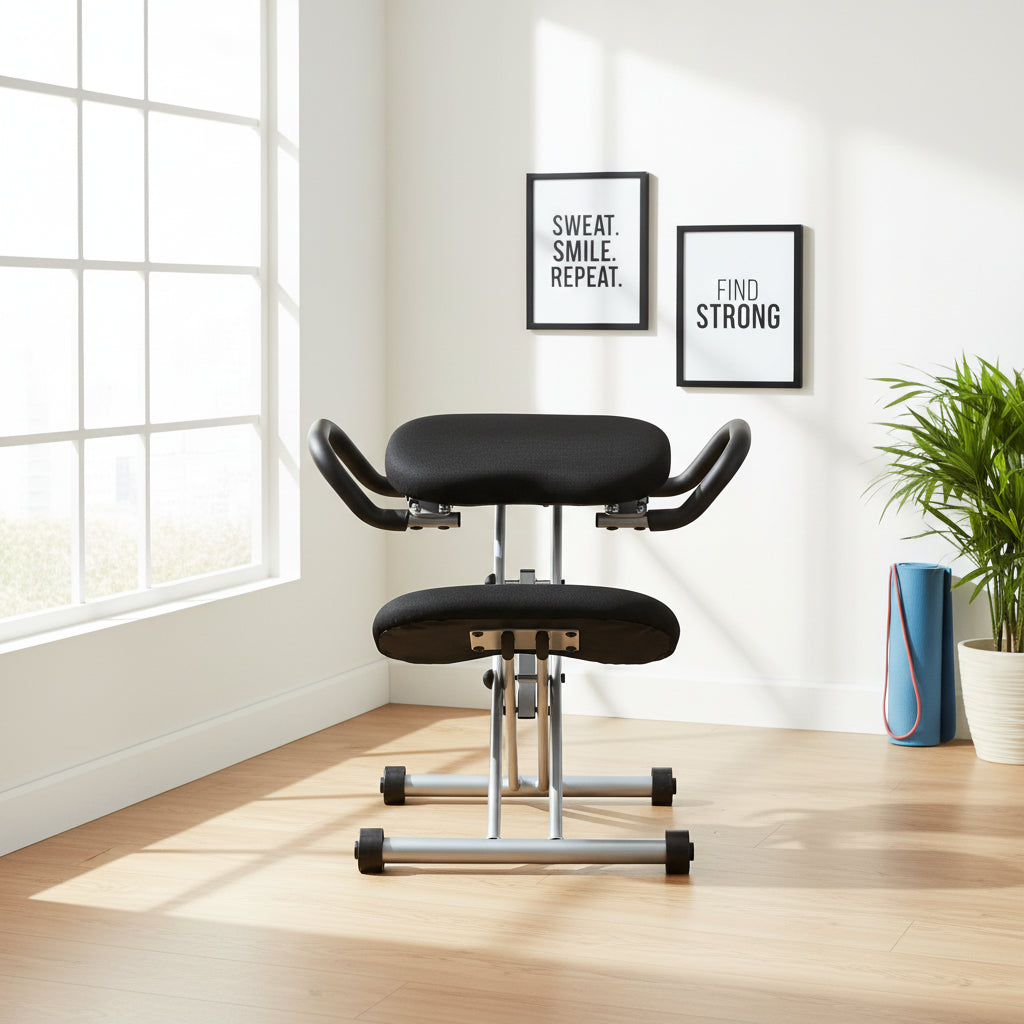 Black Kneeling Chair with Handles for Office