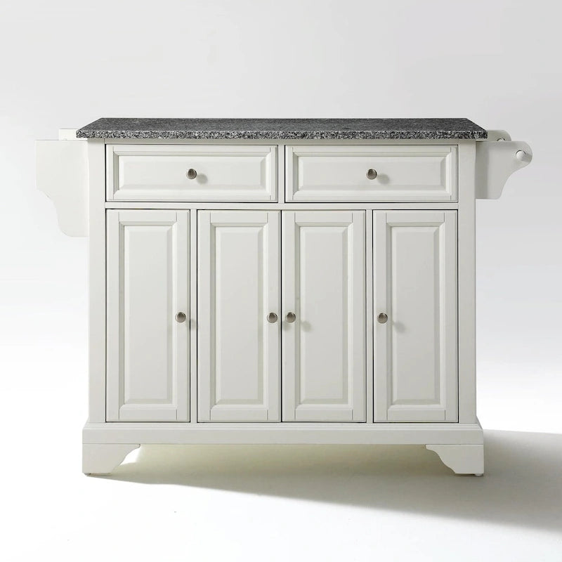 Isola da Cucina Crosley LaFayette con Piano in Granito Massiccio Finitura Bianca - 18p x 51,5l x 36a