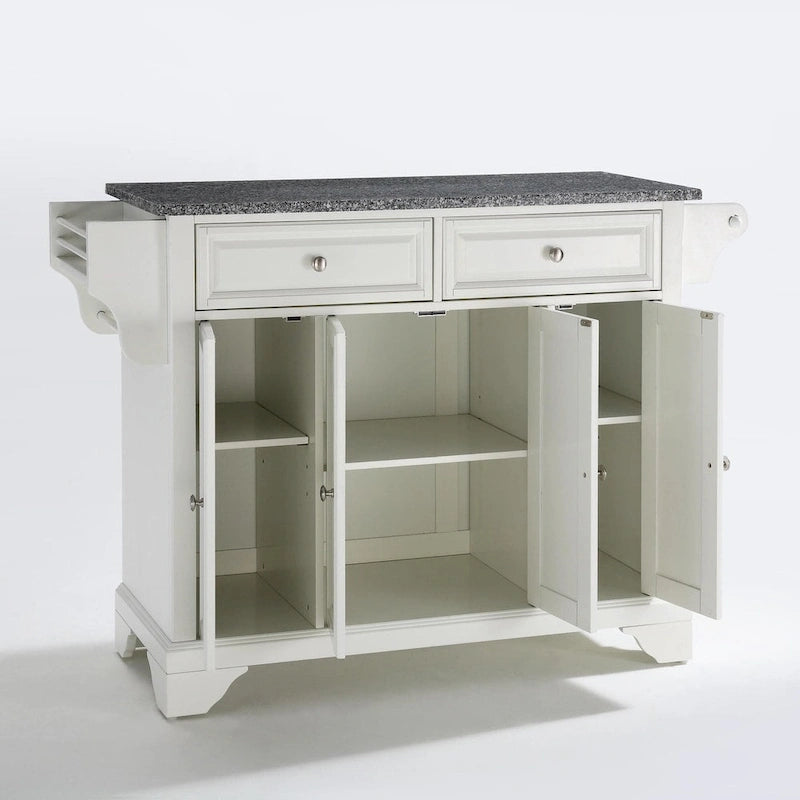 Isola da Cucina Crosley LaFayette con Piano in Granito Massiccio Finitura Bianca - 18p x 51,5l x 36a