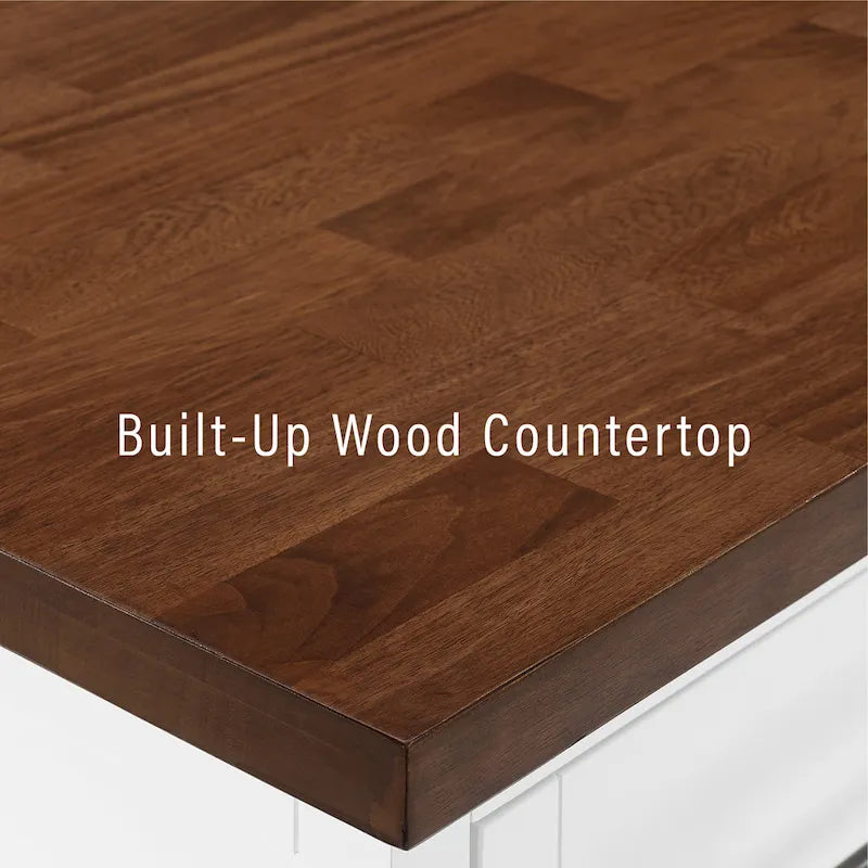Isola da cucina Crosley Bartlett con piano in legno e sgabelli con schienale a X