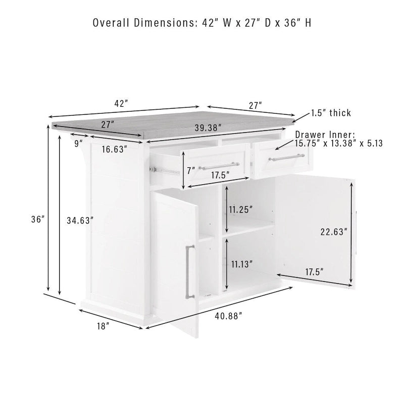 Isola da cucina Crosley Bartlett con piano in legno e sgabelli con schienale a X