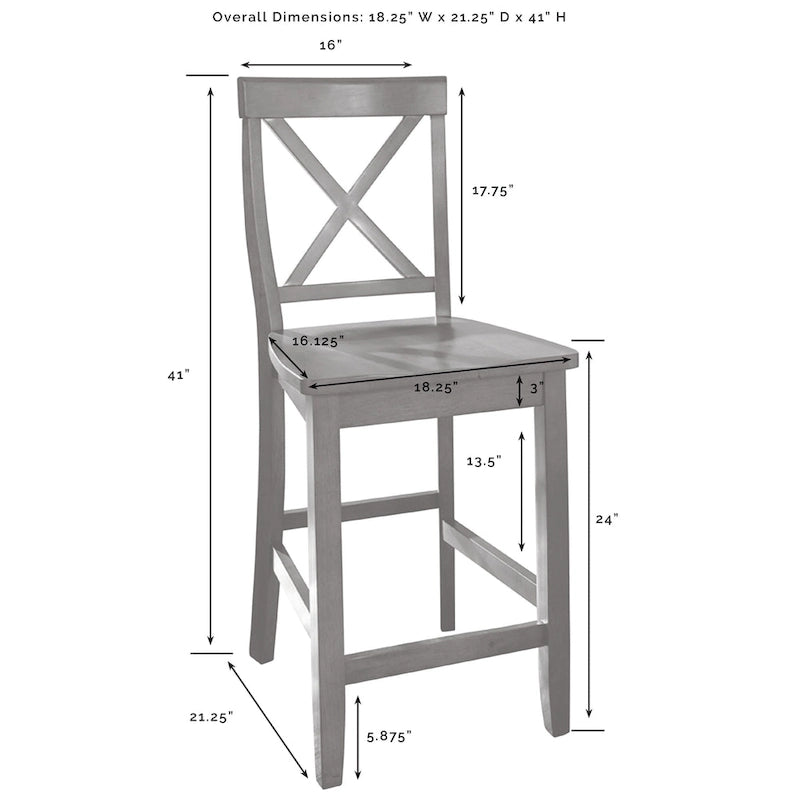 Isola da cucina Crosley Bartlett con piano in legno e sgabelli con schienale a X