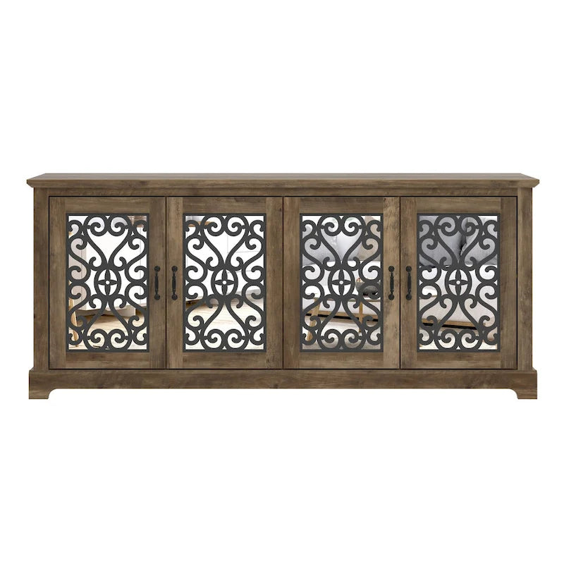 GALANO Calidia, mobile TV a 4 ante largo, grigio pietra, 173,2 cm, per TV fino a 75 pollici - 173,2 L x 43,4 P x 74,4 H cm