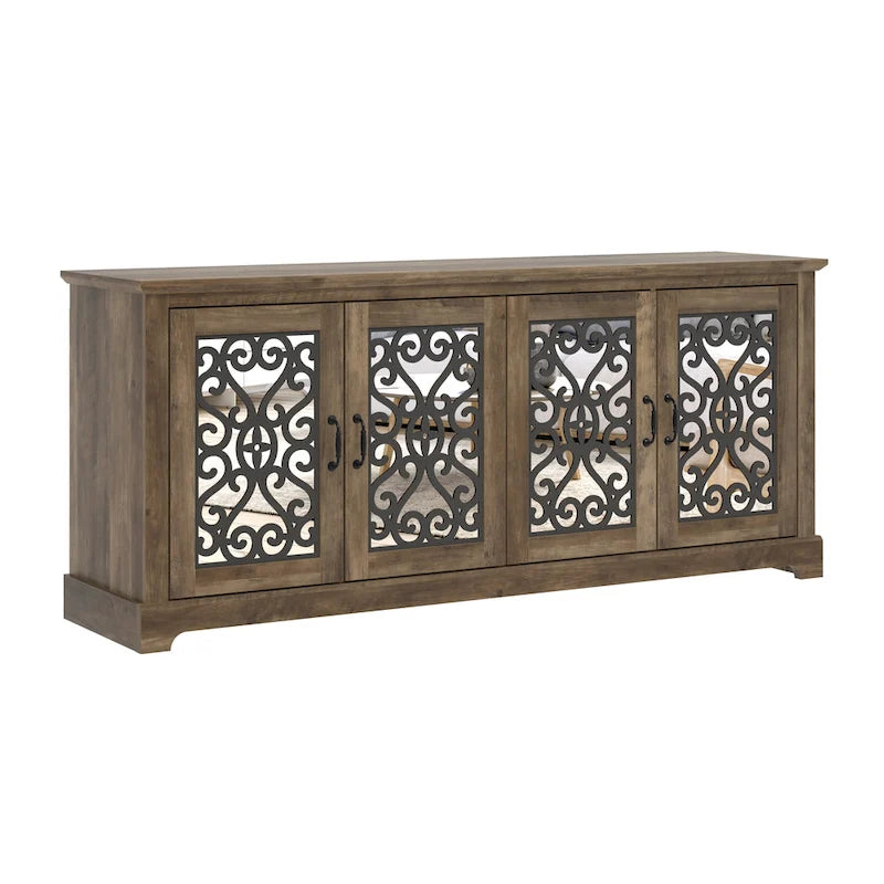 GALANO Calidia, mobile TV a 4 ante largo, grigio pietra, 173,2 cm, per TV fino a 75 pollici - 173,2 L x 43,4 P x 74,4 H cm