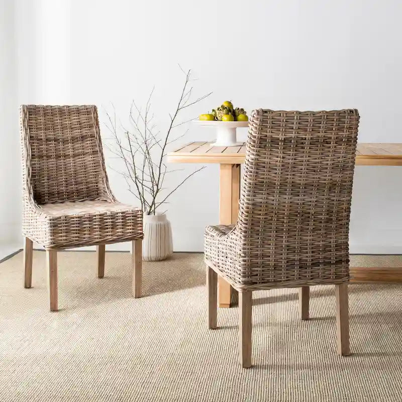 SAFAVIEH Charolette Poltroncine da interno in vimini marrone con braccioli inclinati (Set di 2) - 20 x 24 x 39 - 20Lx24Px39H