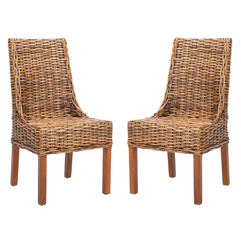 SAFAVIEH Charolette Poltroncine da interno in vimini marrone con braccioli inclinati (Set di 2) - 20 x 24 x 39 - 20Lx24Px39H