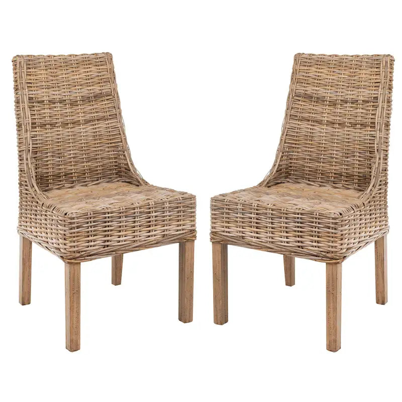 SAFAVIEH Charolette Poltroncine da interno in vimini marrone con braccioli inclinati (Set di 2) - 20 x 24 x 39 - 20Lx24Px39H