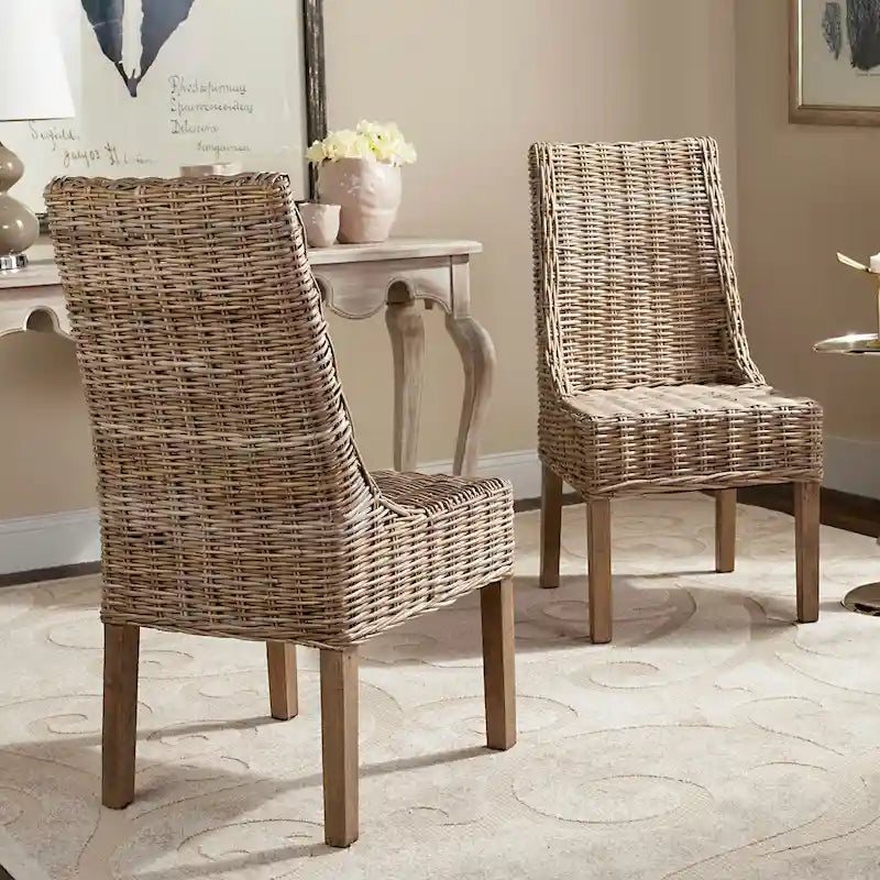 SAFAVIEH Charolette Poltroncine da interno in vimini marrone con braccioli inclinati (Set di 2) - 20 x 24 x 39 - 20Lx24Px39H