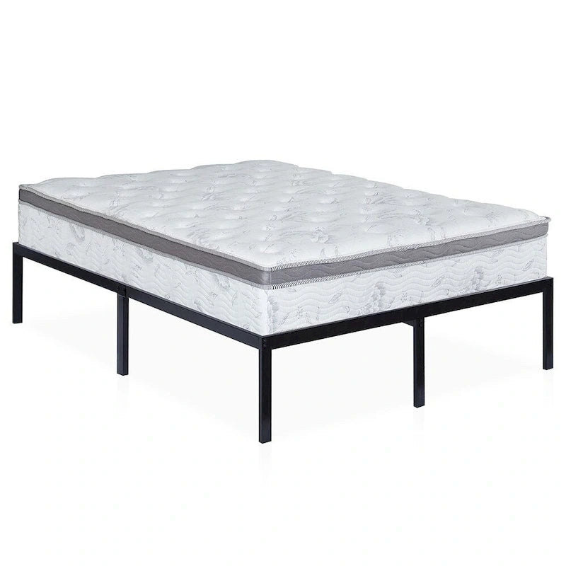 Letto a piattaforma matrimoniale in metallo resistente, altezza 40 cm