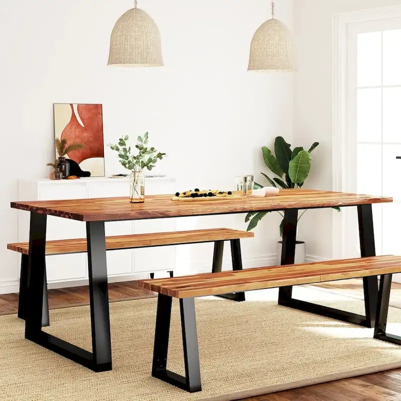 vidaXL Dining Table with Live Edge 78.7x35.4x29.5 Solid Wood Acacia