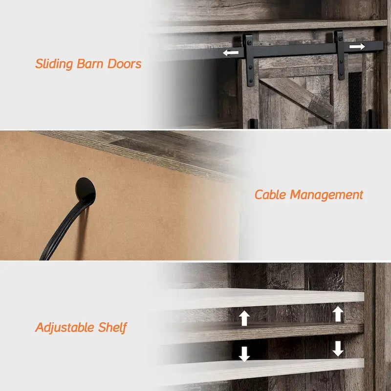 Mobile TV con ante scorrevoli stile rustico, Centro intrattenimento da salotto