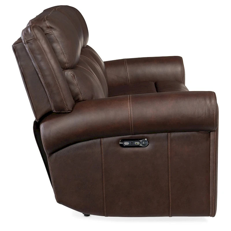 89" Leather Power Reclining Sofa with Headrest