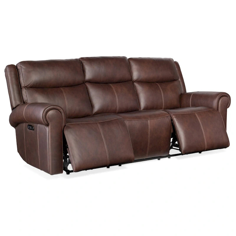 89" Leather Power Reclining Sofa with Headrest