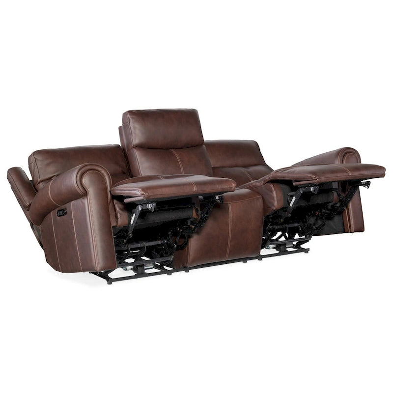 89" Leather Power Reclining Sofa with Headrest