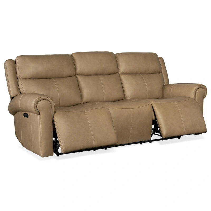 89" Leather Power Reclining Sofa with Headrest
