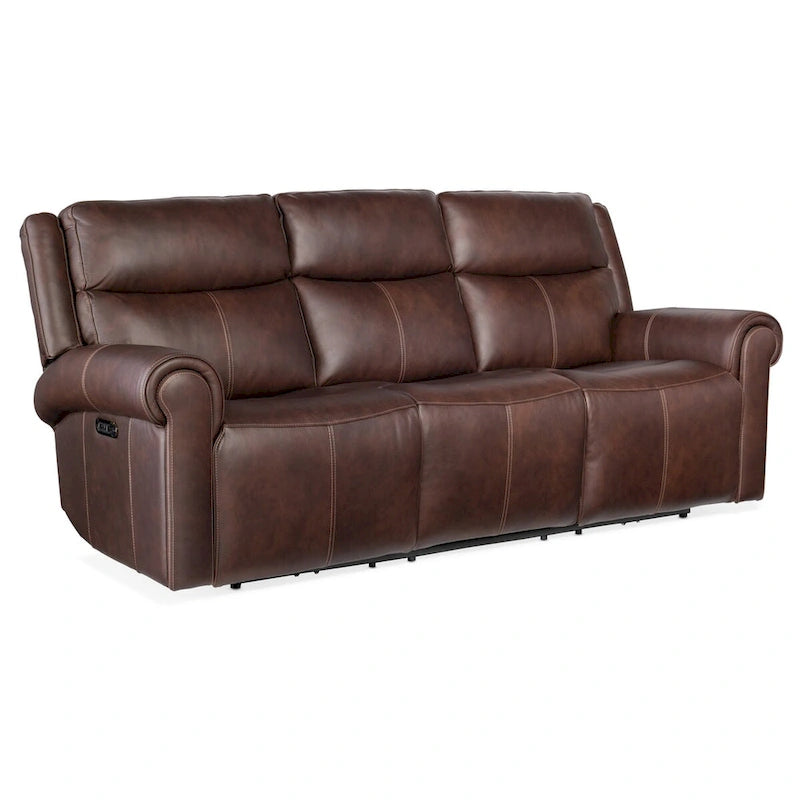89" Leather Power Reclining Sofa with Headrest