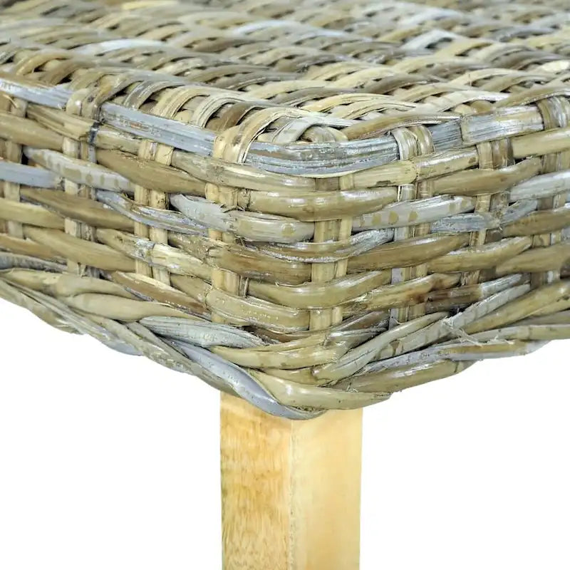 Panca in Rattan Naturale Kubu - Marrone - Gambe in Legno Massello di Mango