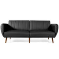 Divano Letto Futon Convertibile - Similpelle Nera - Regolabile in 3 Posizioni