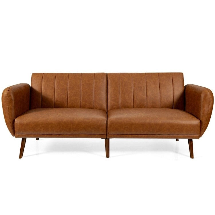 Divano Letto Futon Convertibile - Similpelle Nera - Regolabile in 3 Posizioni