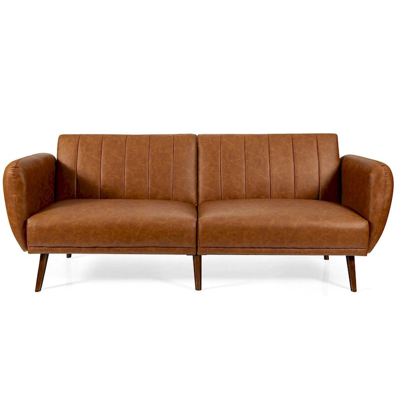 Divano Letto Futon Convertibile - Similpelle Nera - Regolabile in 3 Posizioni