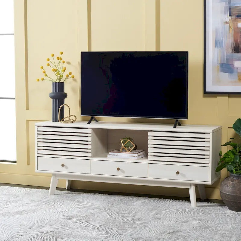 SAFAVIEH Ciera Mobile TV a 3 cassetti (TV a schermo piatto da 65") - 58.7 In. x 15.2 In. x 23.9 In. - 59Wx15Dx24H