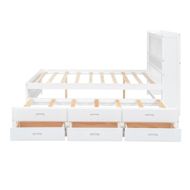 Letto a piattaforma a una piazza e mezza con letto estraibile e prese USB