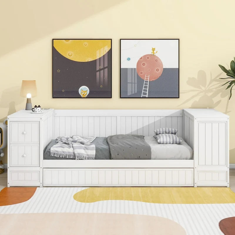 Divano letto singolo con braccioli contenitore