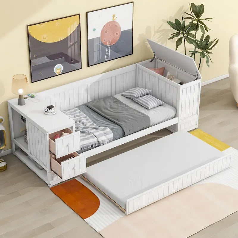 Divano letto singolo con braccioli contenitore