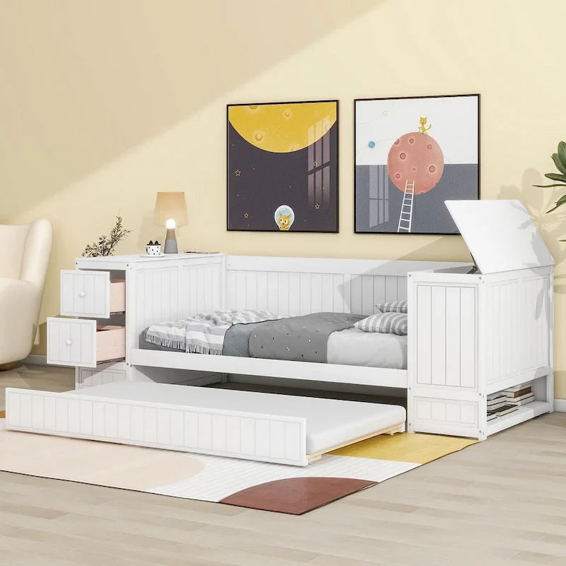 Divano letto singolo con braccioli contenitore