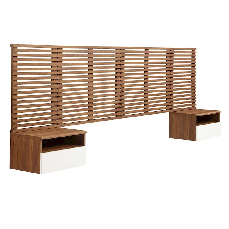 Render testata king da parete e comodini moderni