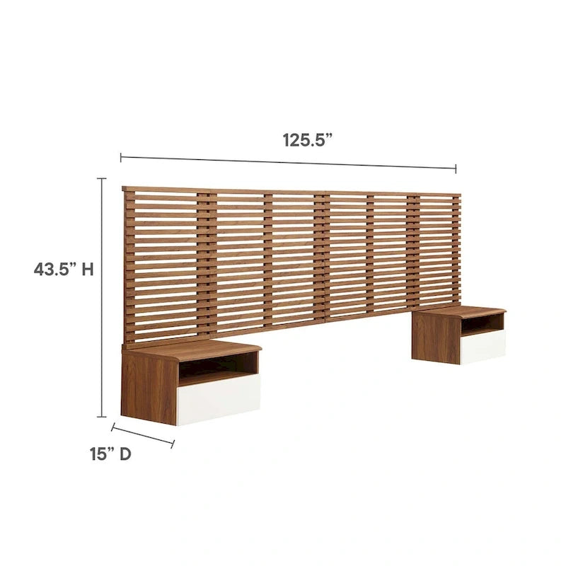 Render testata king da parete e comodini moderni
