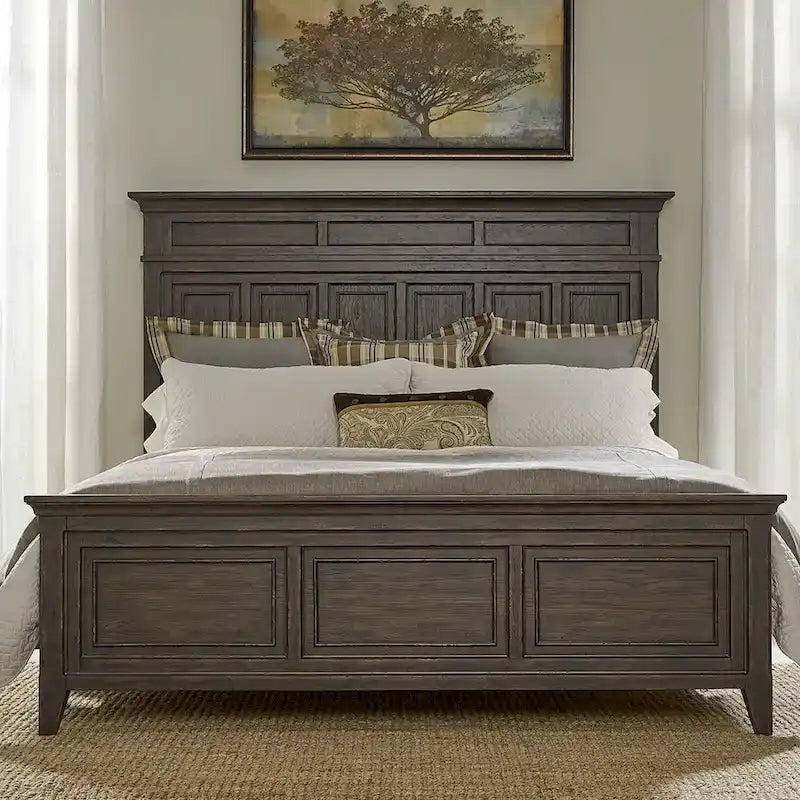 Letto Paradise Valley marrone sella, comò e specchio e comodino