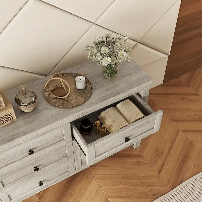 Cassettiera in legno stile rustico con 6 cassetti
