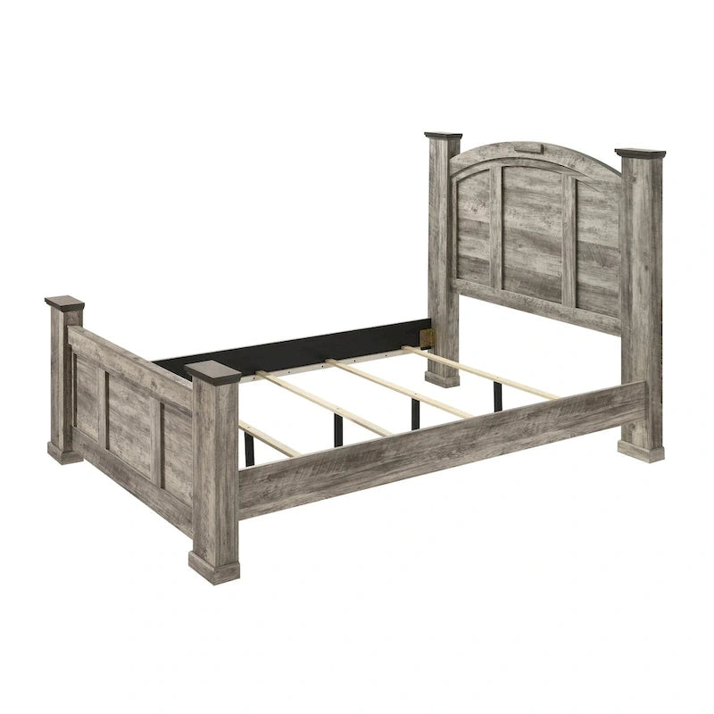 Set camera da letto 5 pezzi in pannelli grigi in stile rustico Aimon