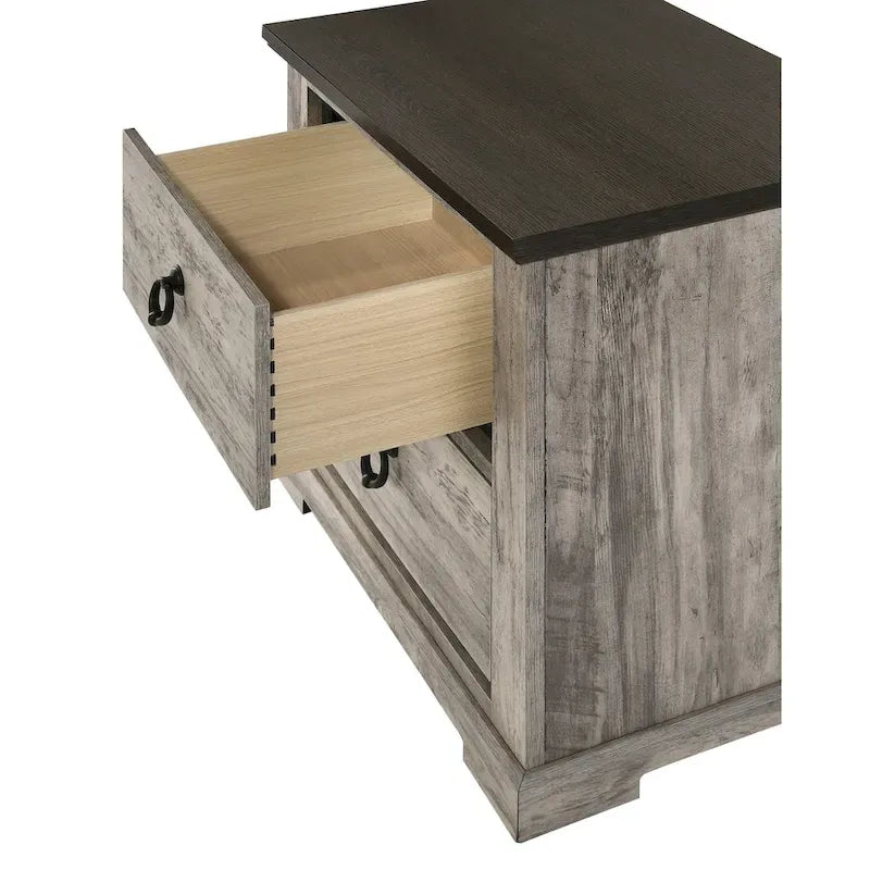 Set camera da letto 5 pezzi in pannelli grigi in stile rustico Aimon
