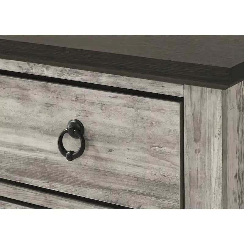 Set camera da letto 5 pezzi in pannelli grigi in stile rustico Aimon