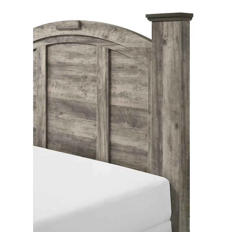 Set camera da letto 5 pezzi in pannelli grigi in stile rustico Aimon