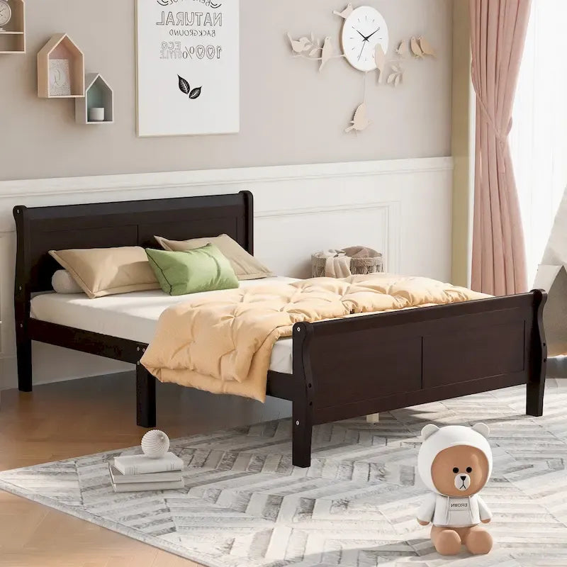 Letto a piattaforma in legno matrimoniale CUSchoice con testiera