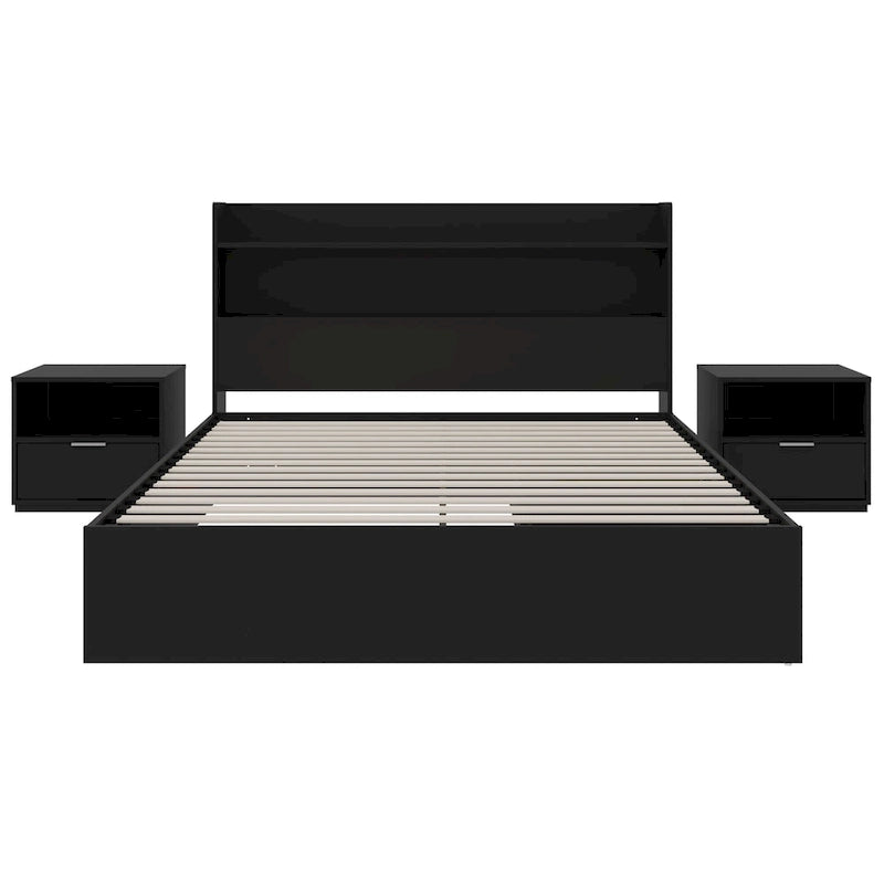 Letto a piattaforma Hunter con testiera e 2 comodini