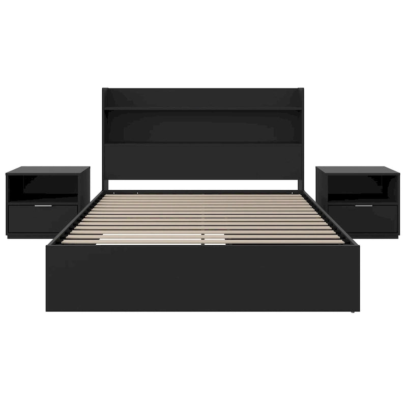 Letto a piattaforma Hunter con testiera e 2 comodini