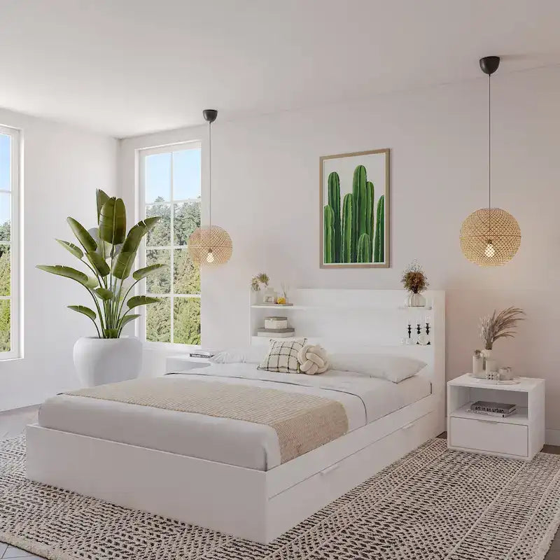 Letto a piattaforma Hunter con testiera e 2 comodini