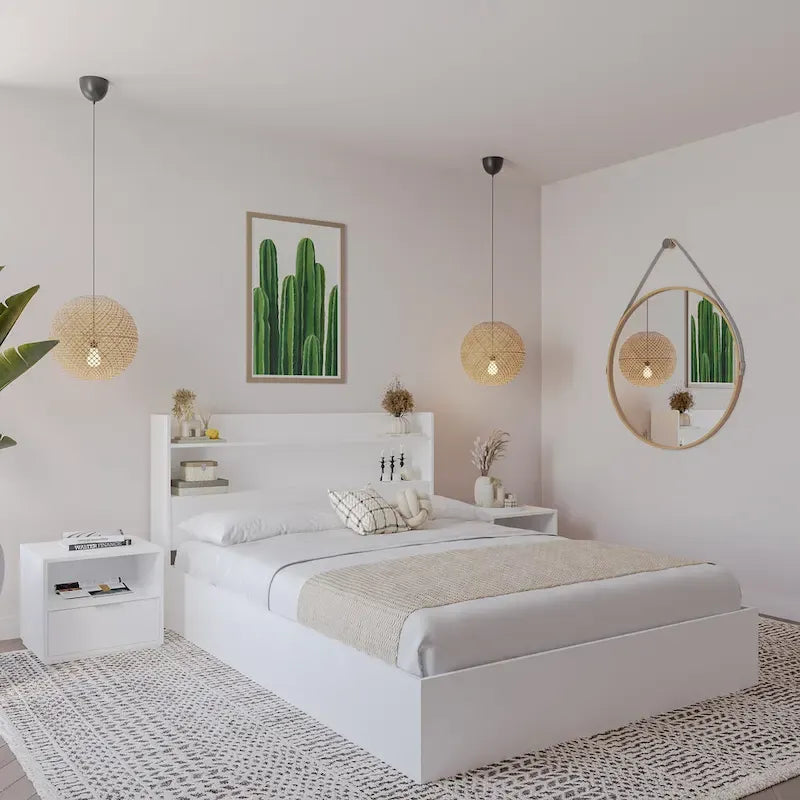 Letto a piattaforma Hunter con testiera e 2 comodini
