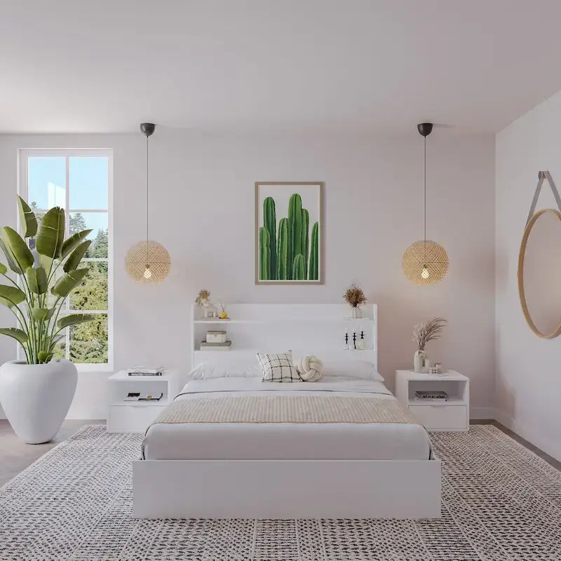 Letto a piattaforma Hunter con testiera e 2 comodini