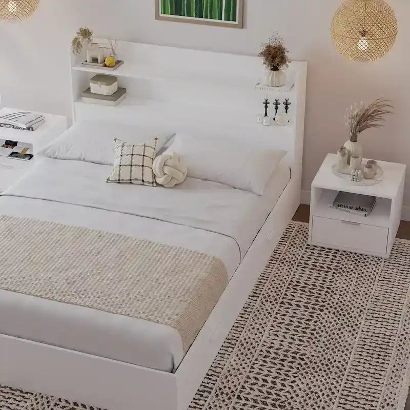 Letto a piattaforma Hunter con testiera e 2 comodini