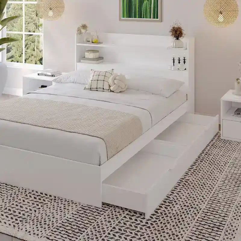 Letto a piattaforma Hunter con testiera e 2 comodini