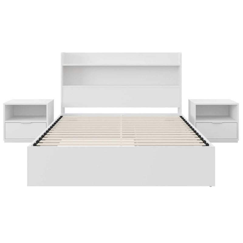 Letto a piattaforma Hunter con testiera e 2 comodini