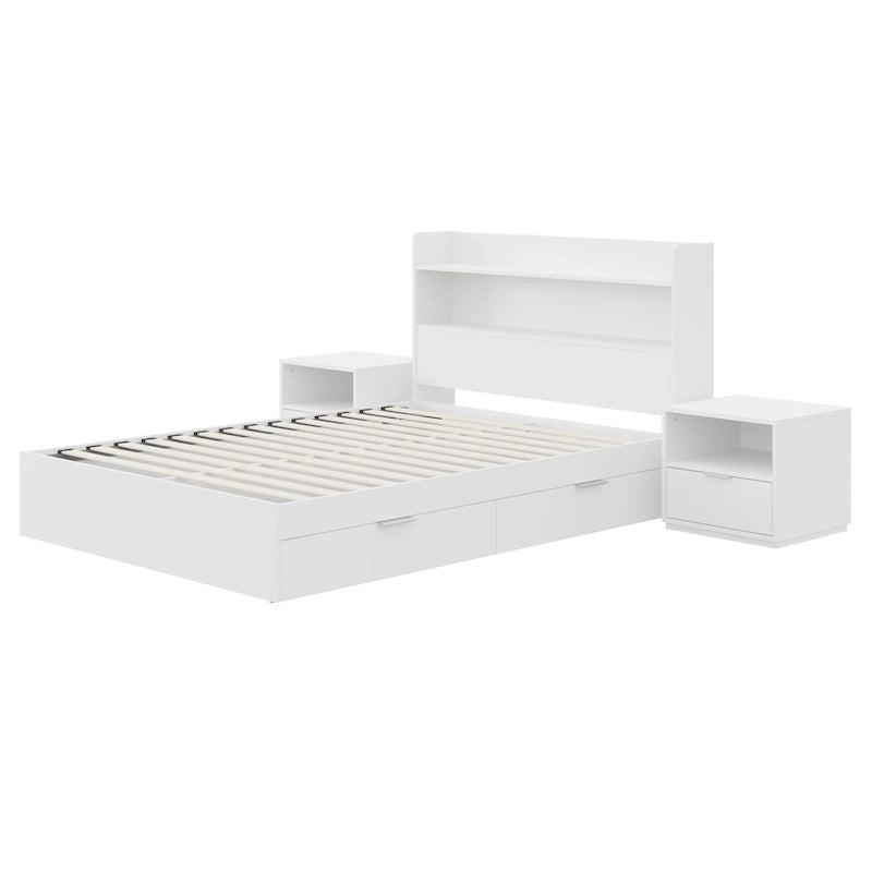 Letto a piattaforma Hunter con testiera e 2 comodini