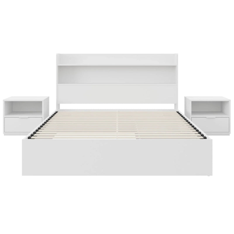 Letto a piattaforma Hunter con testiera e 2 comodini